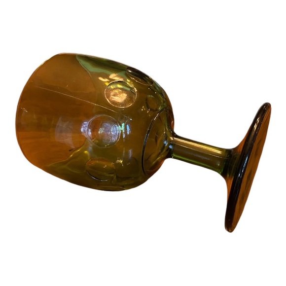 Vintage Bartlett Collins Footed Green Glass Goblet w/ Thumbprint - Picture 2 of 4